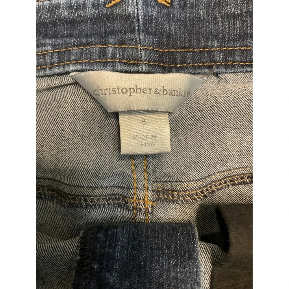 Christopher & Banks Womens Size‎ 8 Dark Wash Denim Capri Jeans High Rise Crop